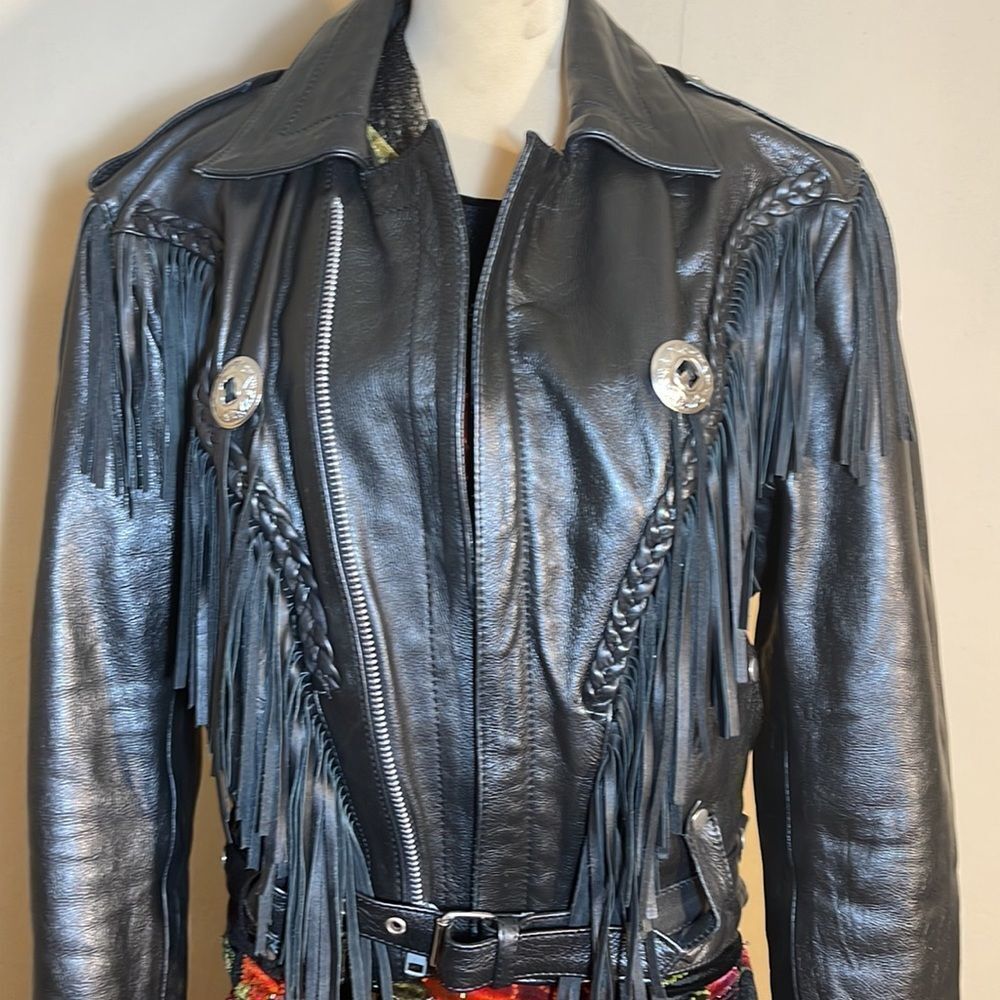FRINGE LEATHER BIKER JACKET NWOT